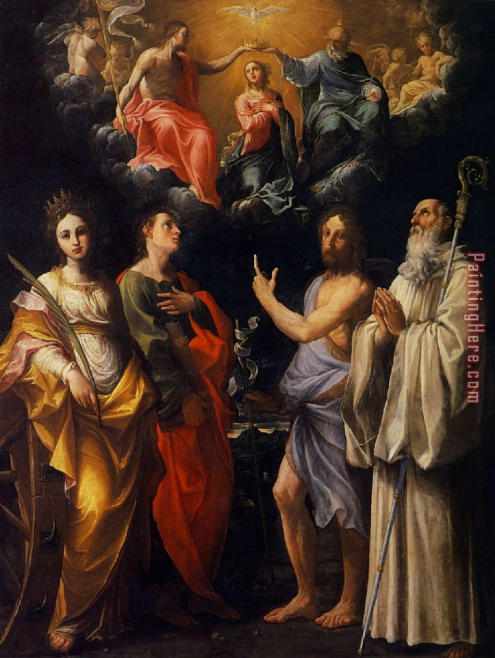 The Coronation of The Virgin with Four Saints painting - Guido Reni The Coronation of The Virgin with Four Saints art painting